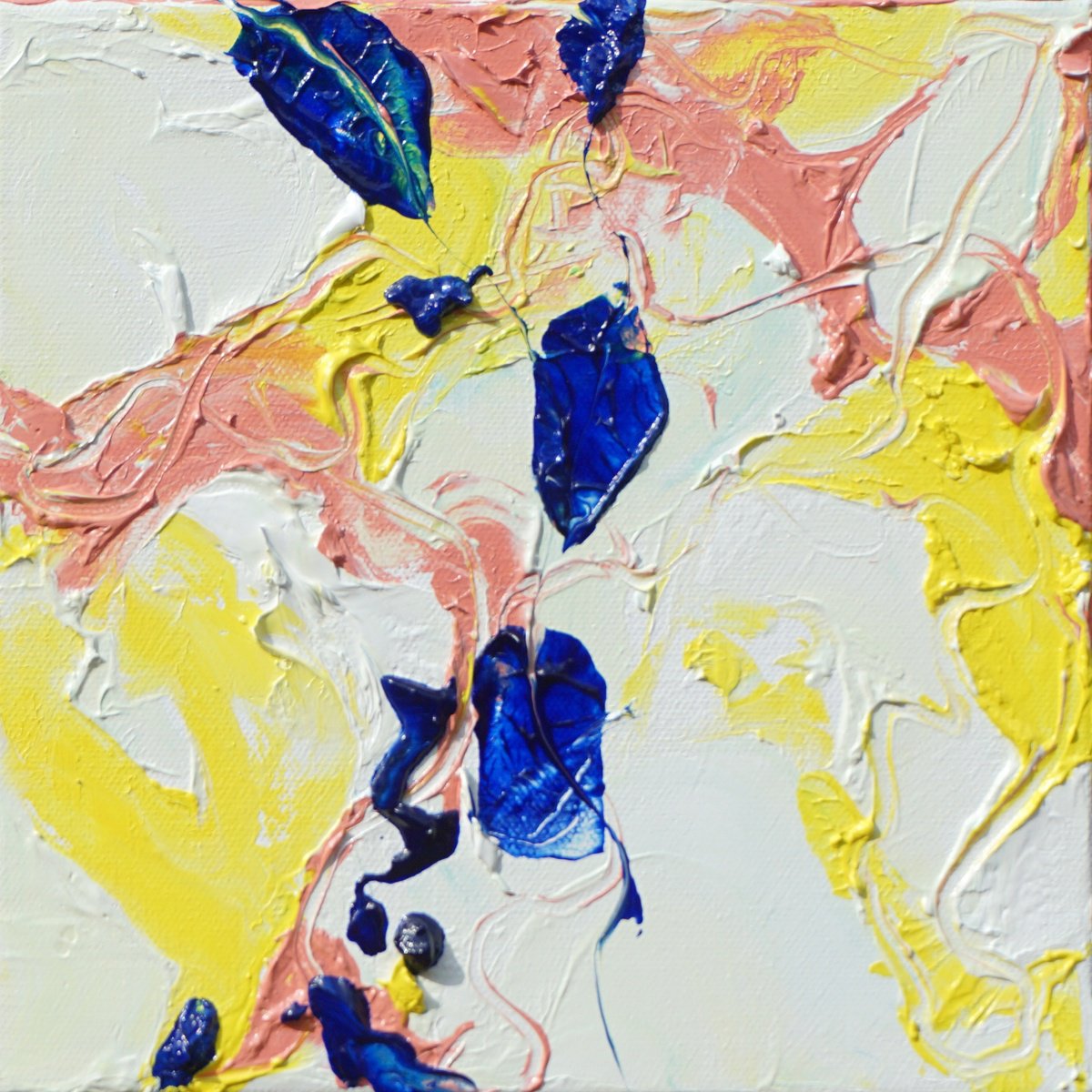 Abstract Oil Painting By Jelena B, 8 X 8, Happy Tile-Laguna, Original Artwork