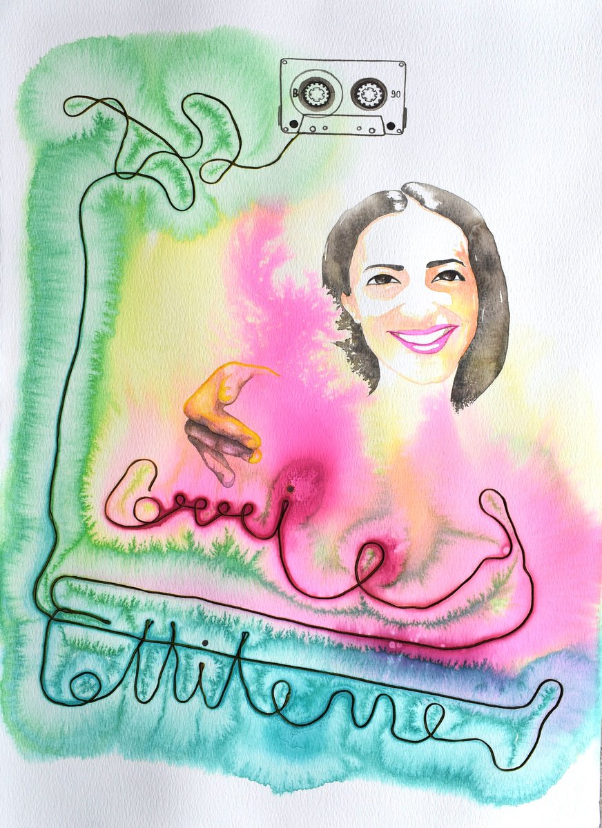 Portrait Acrylic Painting By Milena Nicosia, 21 X 29", Corri E Fottitene, Original Artwork