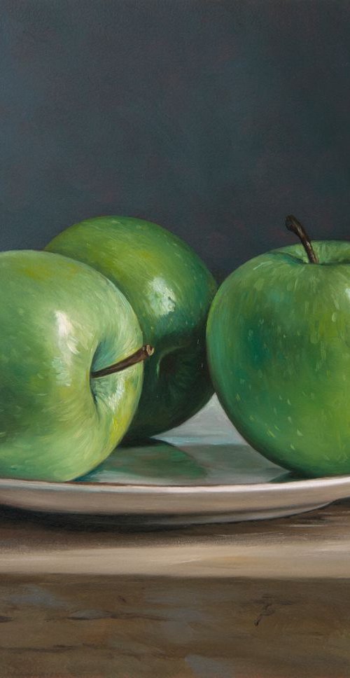 Green apples (Original Oil Painting) by Mayrig Simonjan