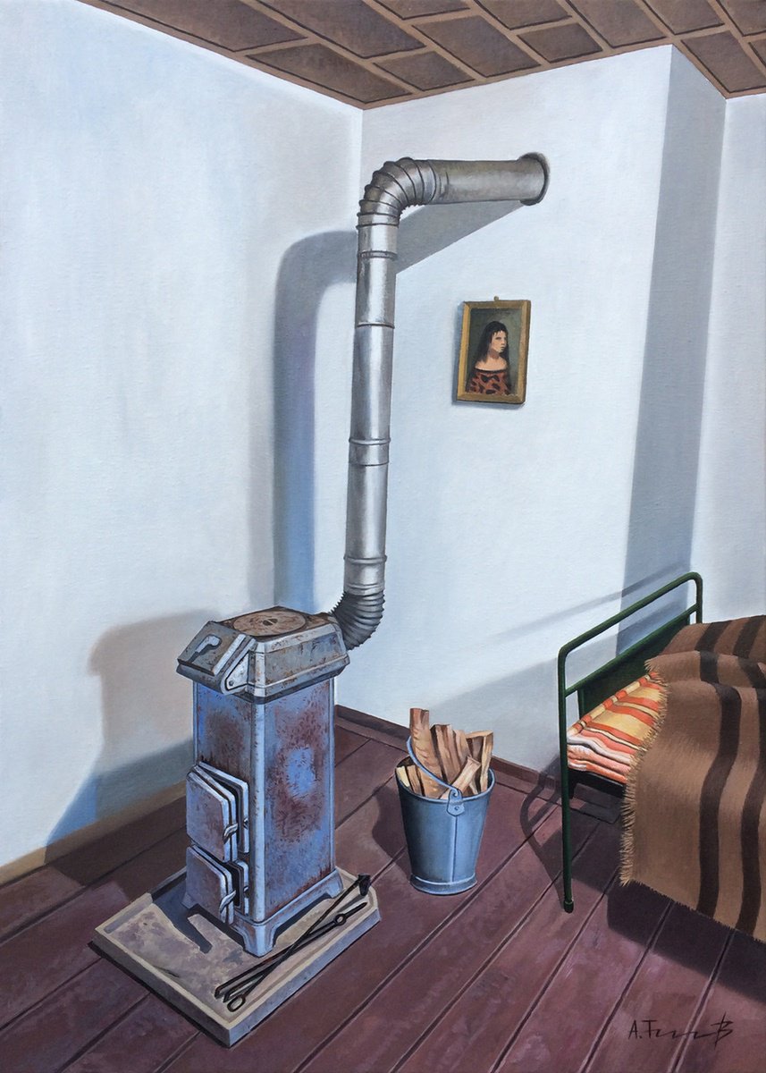 Photorealistic Cityscapes Oil Painting By Alexander Titorenkov, 20 X 28, Interior, Original Artwork