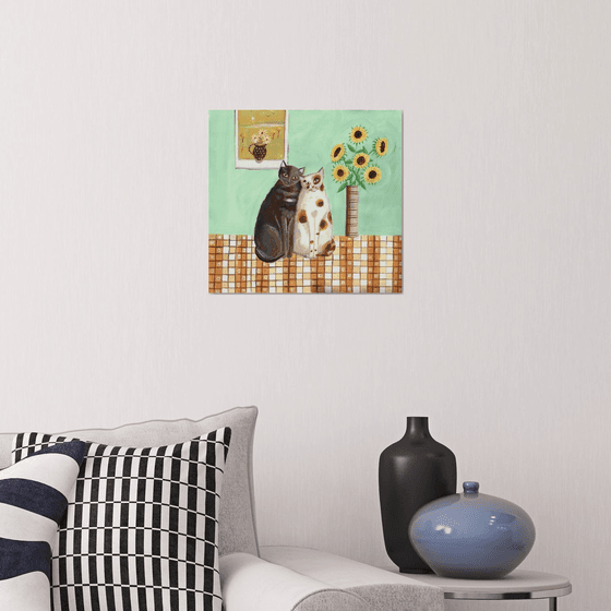 Cats with Sunflowers