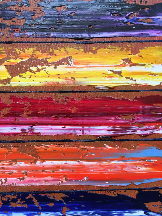 "All Roads Lead Here" - FREE USA SHIPPING + Special Price - Original PMS Abstract Oil Painting On Canvas - 36" x 12"