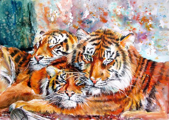 Resting tigers