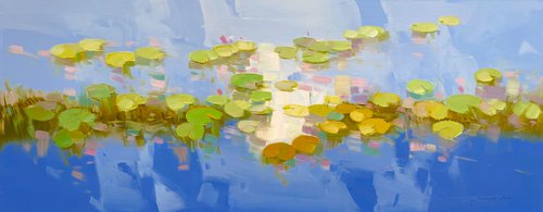 Lilies Pond, Original oil painting, Handmade artwork, One of a kind by Vahe Yeremyan