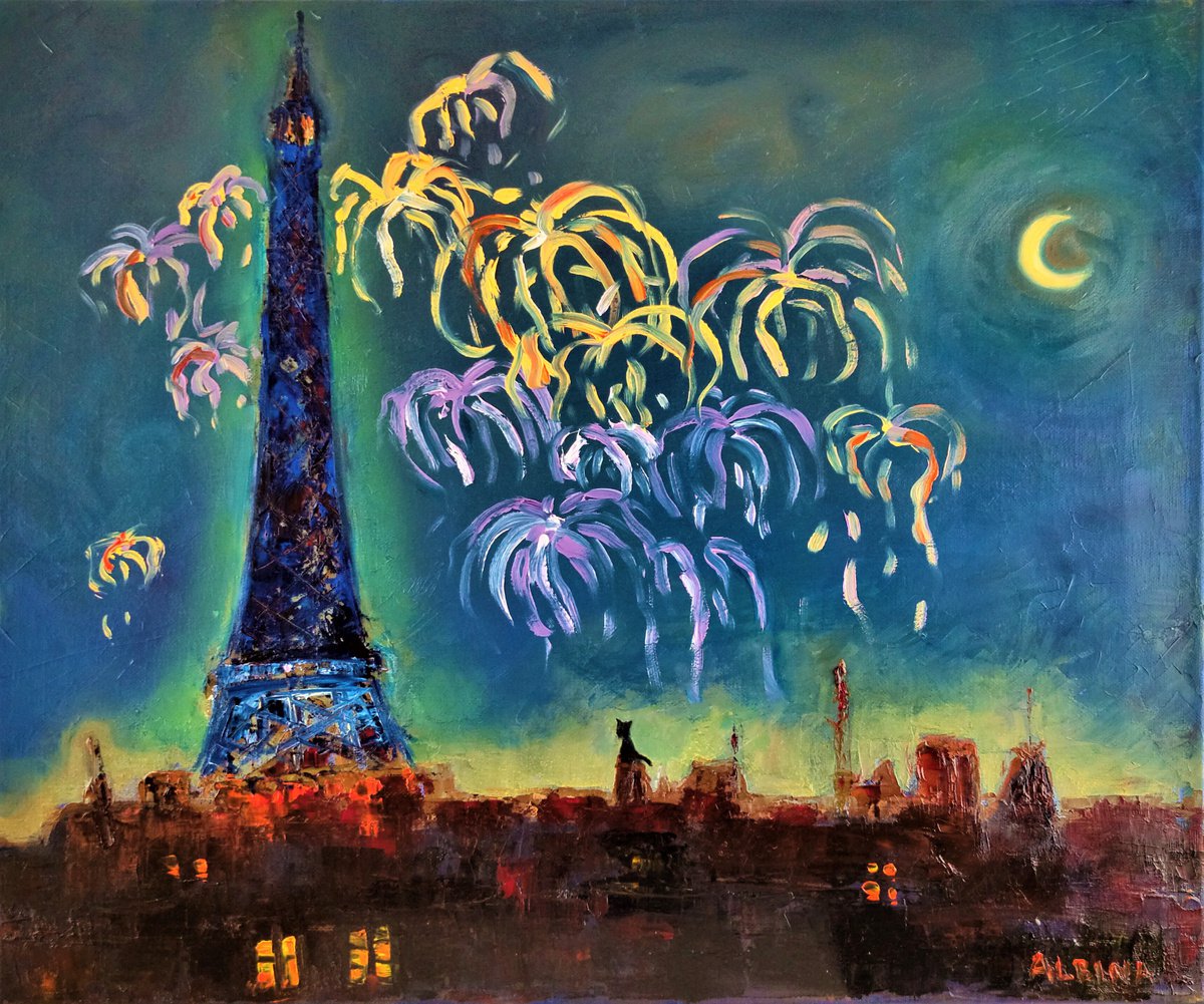 Naive Cityscapes Oil Painting By Albina Urbanek, 18 X 15, Par Ma Feni?tre, Original Artwork