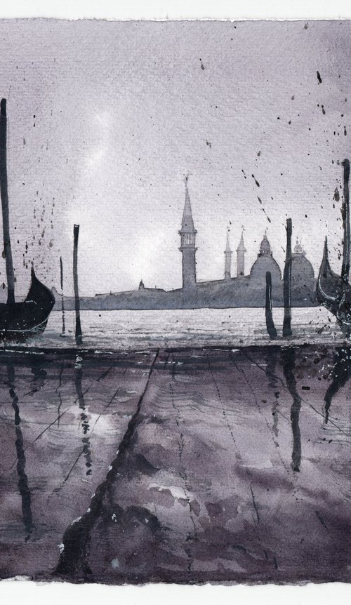 Tide at Venice in B&W by Rajan Dey