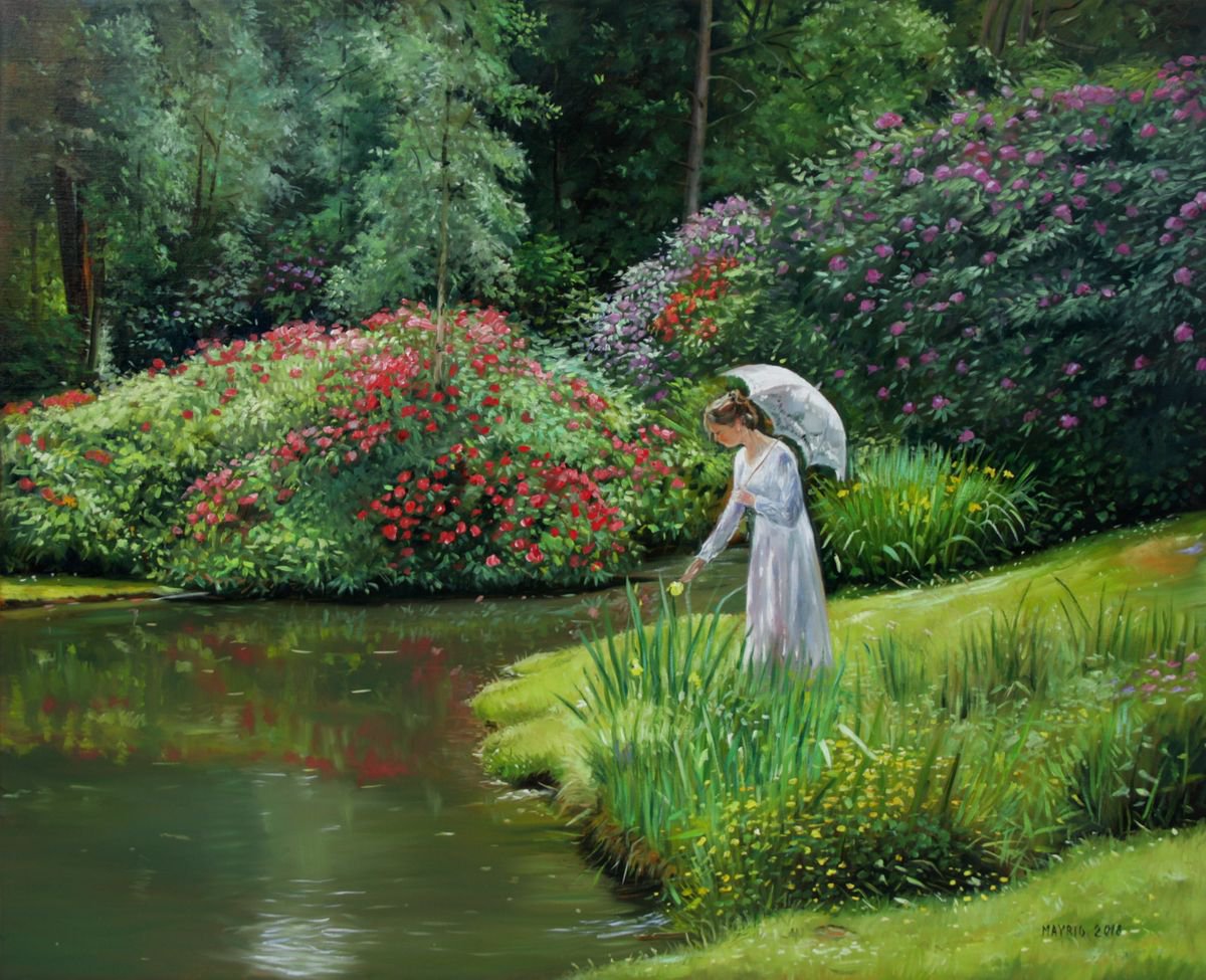 Enjoying A Beautiful Park Original Oil Painting 100 Handmade Oil 43adc68feda1408eb15c6faaf465b4fe Opt