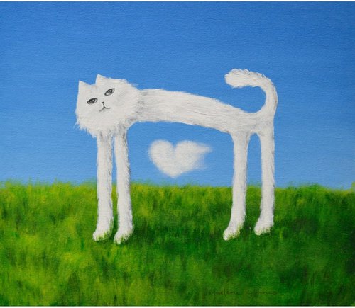 Skinny Cat Found a Heart Cloud by Marlene Llanes