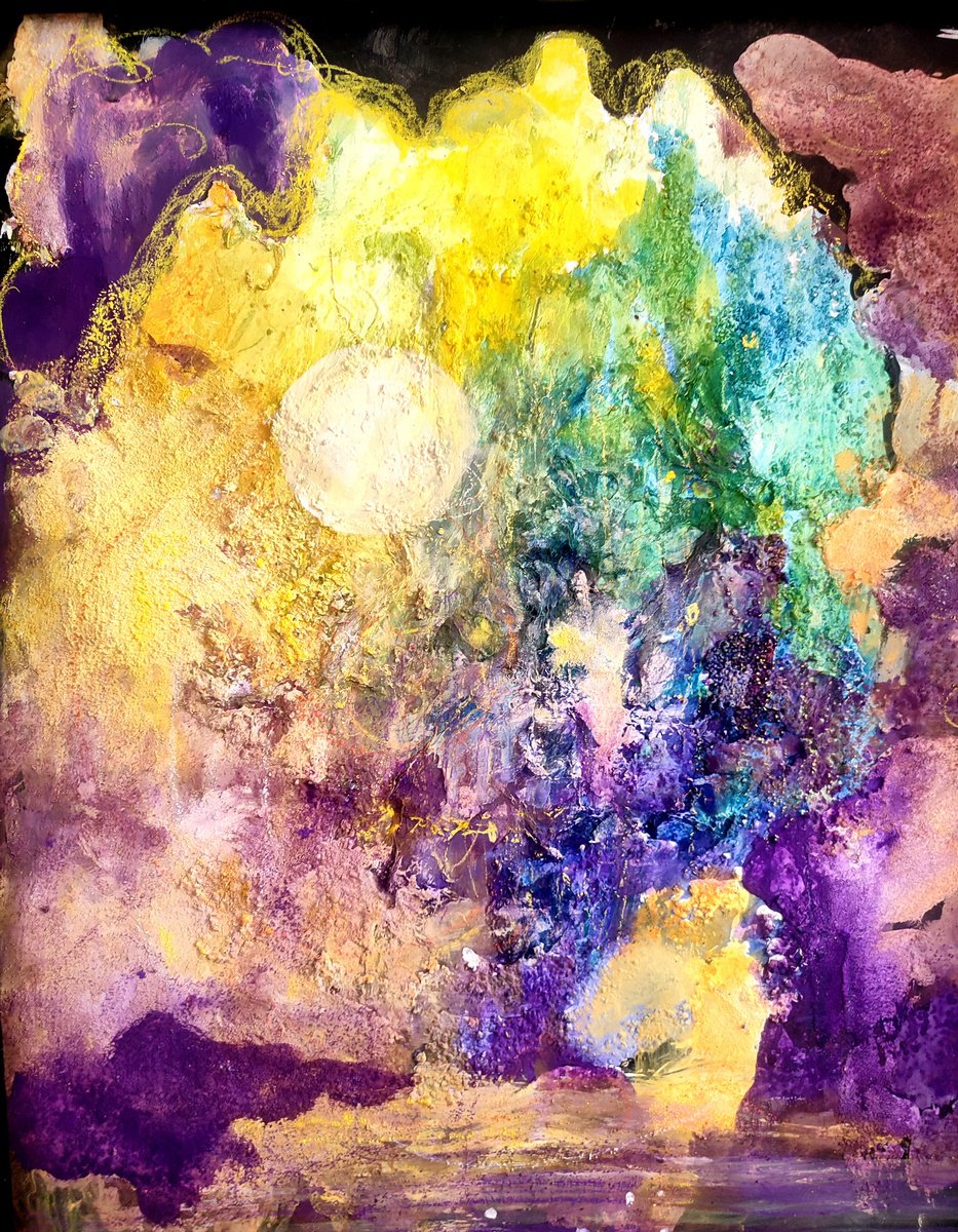 Abstract Landscape Painting By Kira K. Sadian, 20 X 24", Clair De Lune, Original Artwork