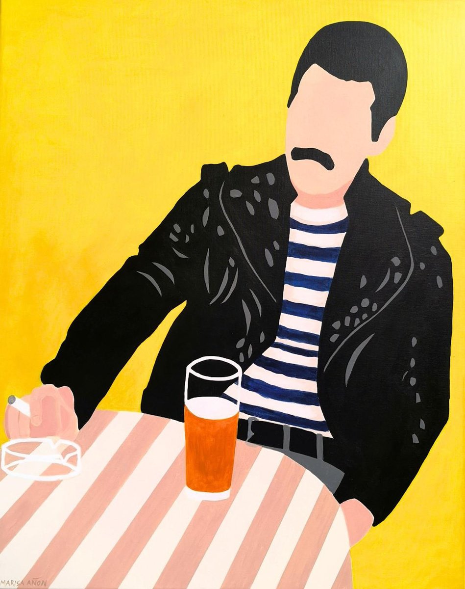 Urban And Pop Portrait Acrylic Painting By Marisa Anon, 29 X 36", Freddie 16, Original Artwork