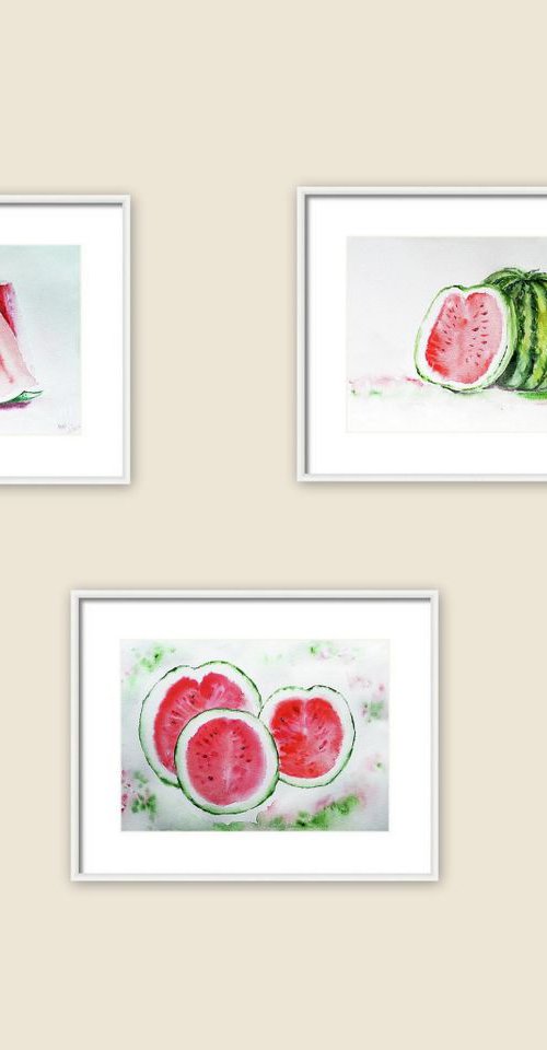 Watermelon art- Set of three by Asha Shenoy