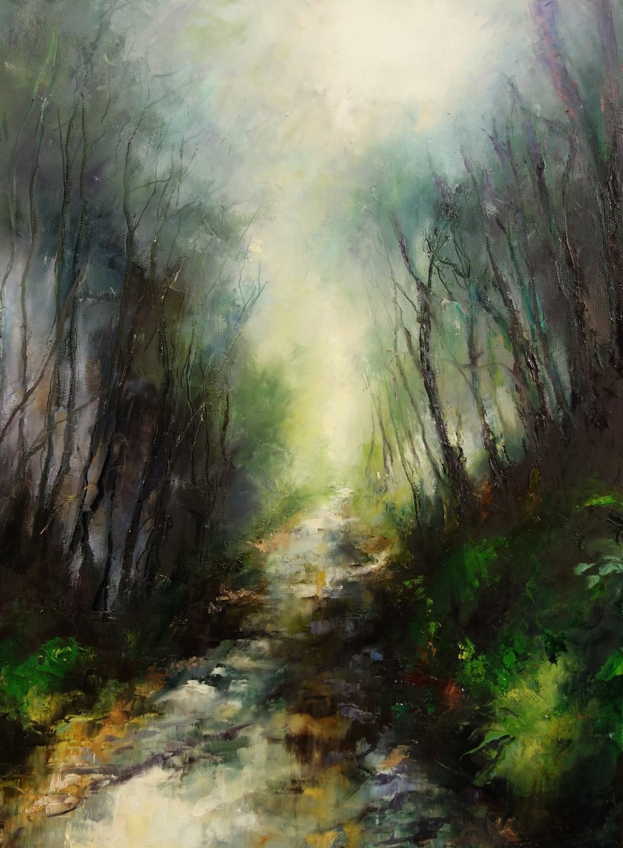 Dappled light through trees at Wainstalls by Hannah Kerwin