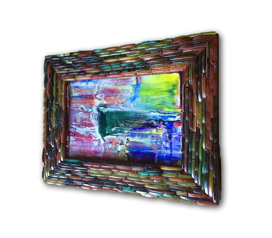 "Breaking In" -  Original PMS Micro Painting On Glass, Framed - 8 x 6 inches