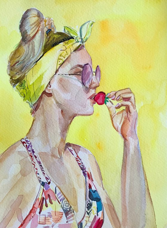 Girl with a strawberry