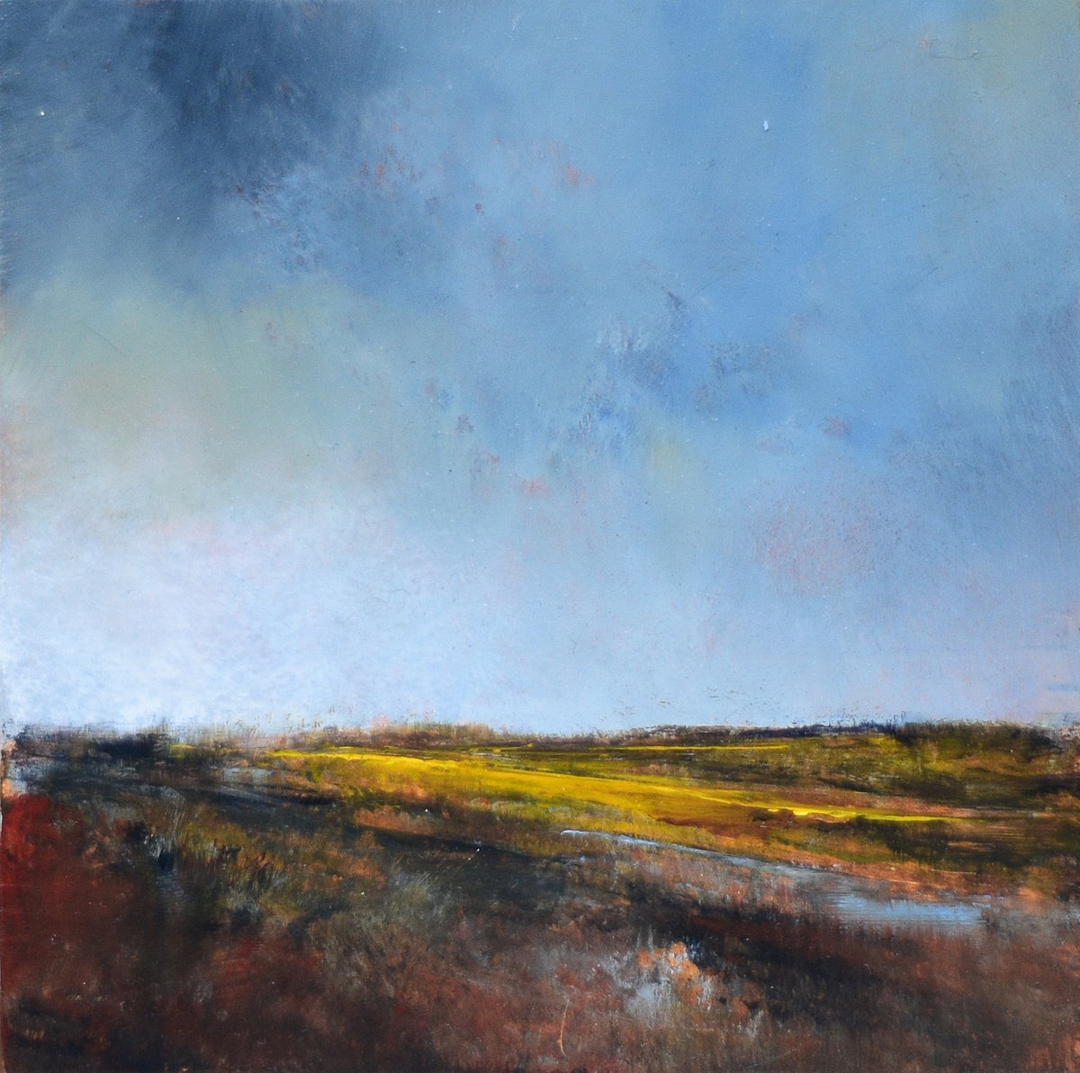 Expressive Landscape Acrylic Painting By Colin Slater, 6 X 6, 5 Squared, No.5, Original Artwork