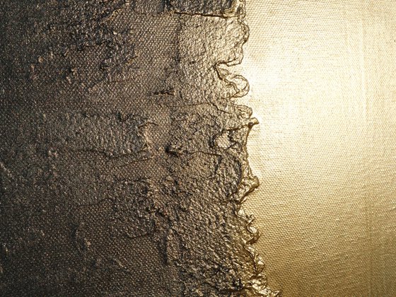 gold stripe & steel long painting A719 50x200x2 cm decor Vertical original abstract art Large paintings stretched canvas acrylic art industrial metallic textured wall art