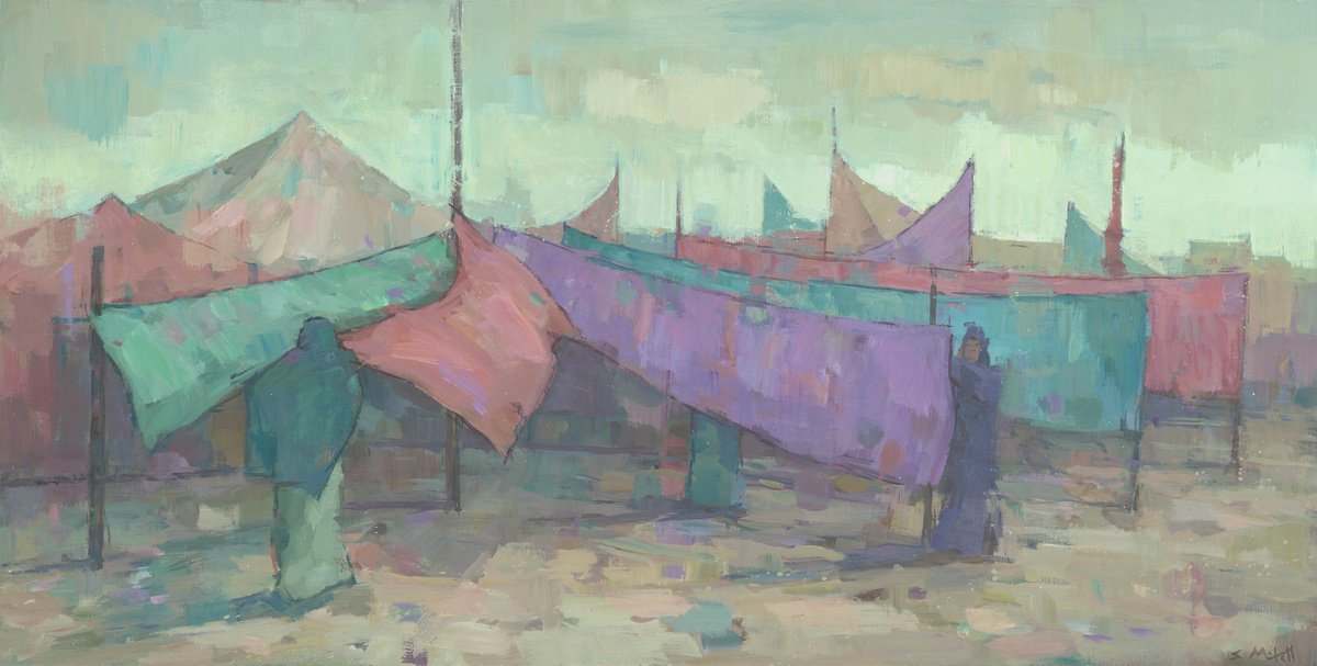  Drying Saris At Kumbh Mela By Steve Mitchell, 33 X 18, Artwork For Sale On Artfinder