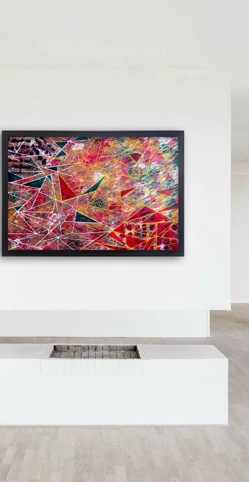 "Deconstruction" - Original PMS Abstract Oil Painting On Wood - 36" x 24", Framed by Preston M. Smith (PMS)
