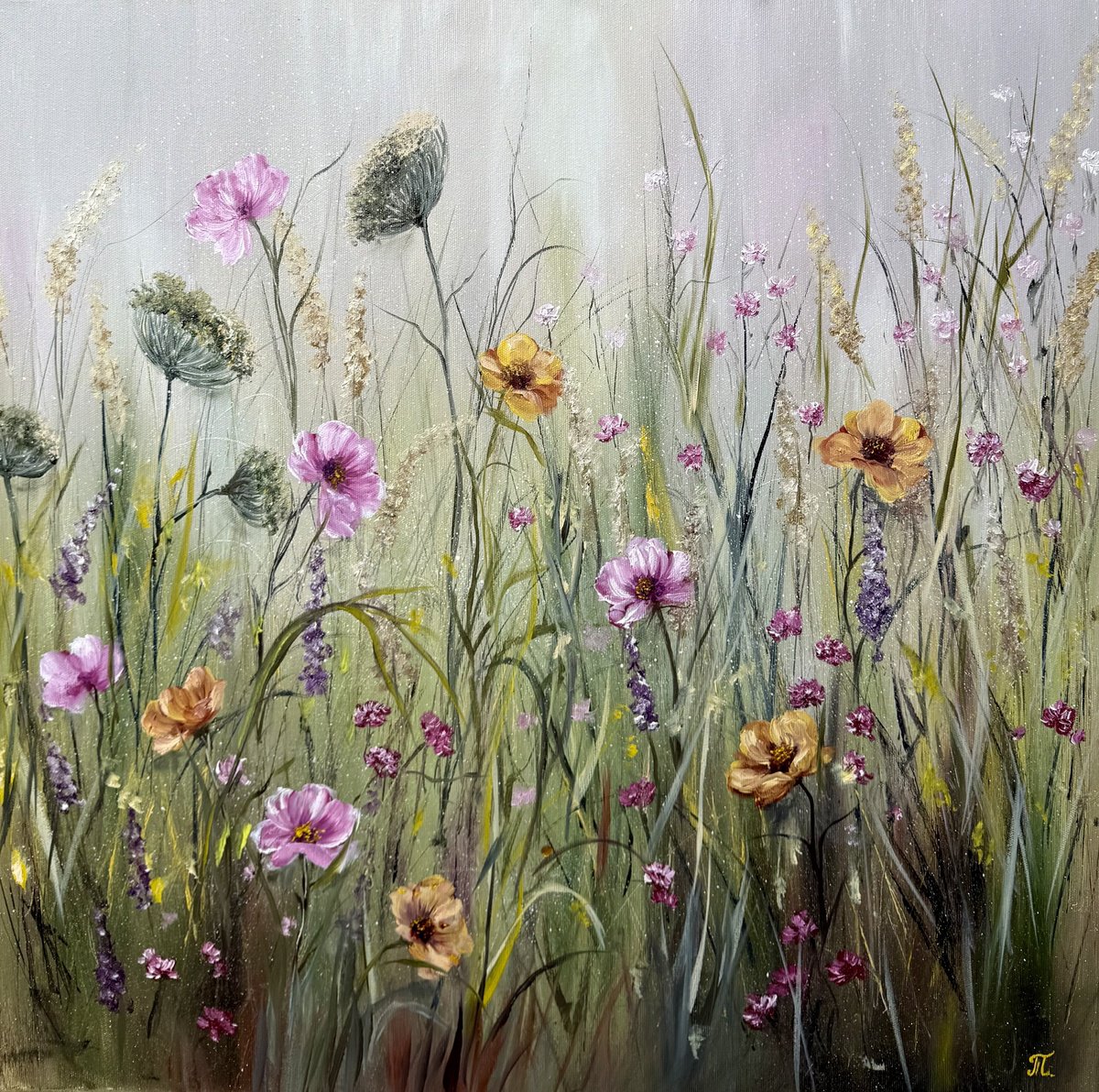 Impressionistic Botanical Oil Painting By Tanja Frost, 24 X 24", Breath Of Spring, Original Artwork