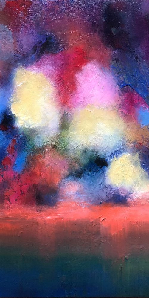 Sending Flowers - abstract oil painting textured by Faith Patterson