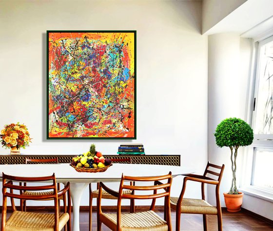 CELEBRATING COLOURS,  J. POLLOCK MODE, XL,  framed