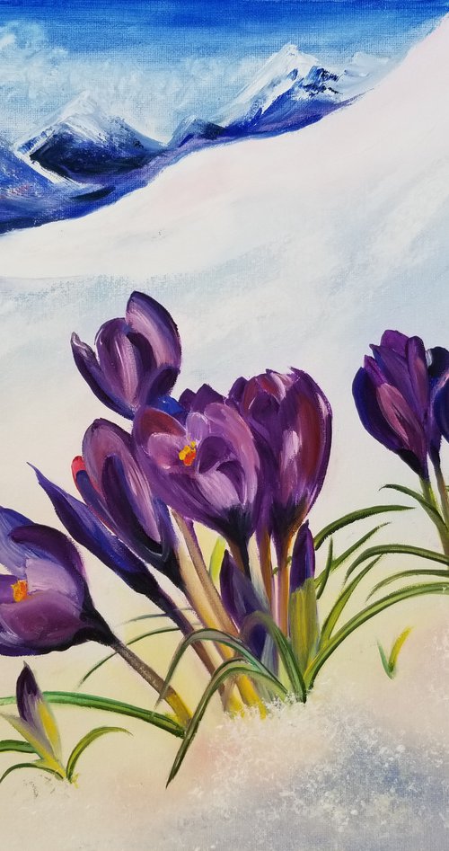 Crocuses in the Alps. by Alexandra Tomorskaya/Caramel Art Gallery