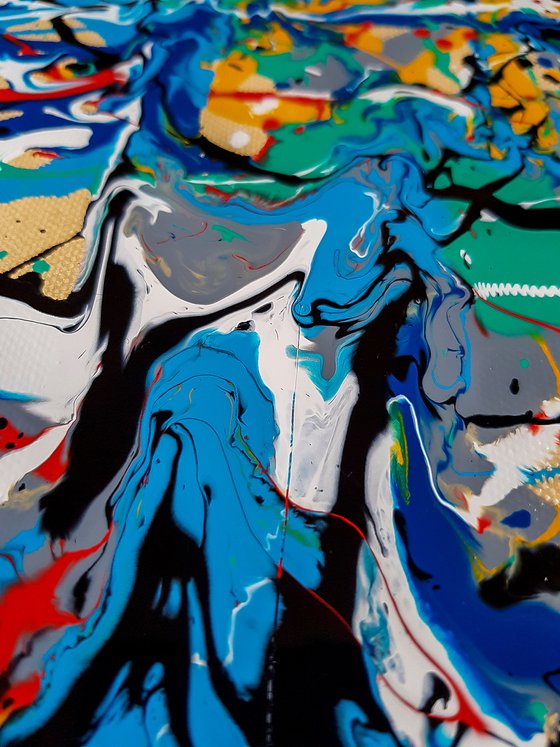 - Karbo N-8 - (W)120x(H)96 cm. Style of JACKSON POLLOCK. Abstract Expressionism Painting