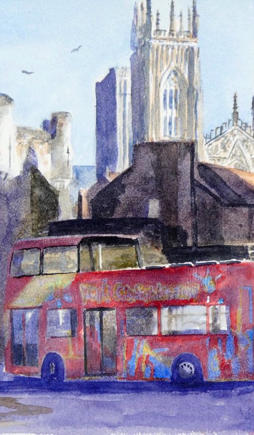 Tour bus, Bootham Bar, York by Colin Wadsworth