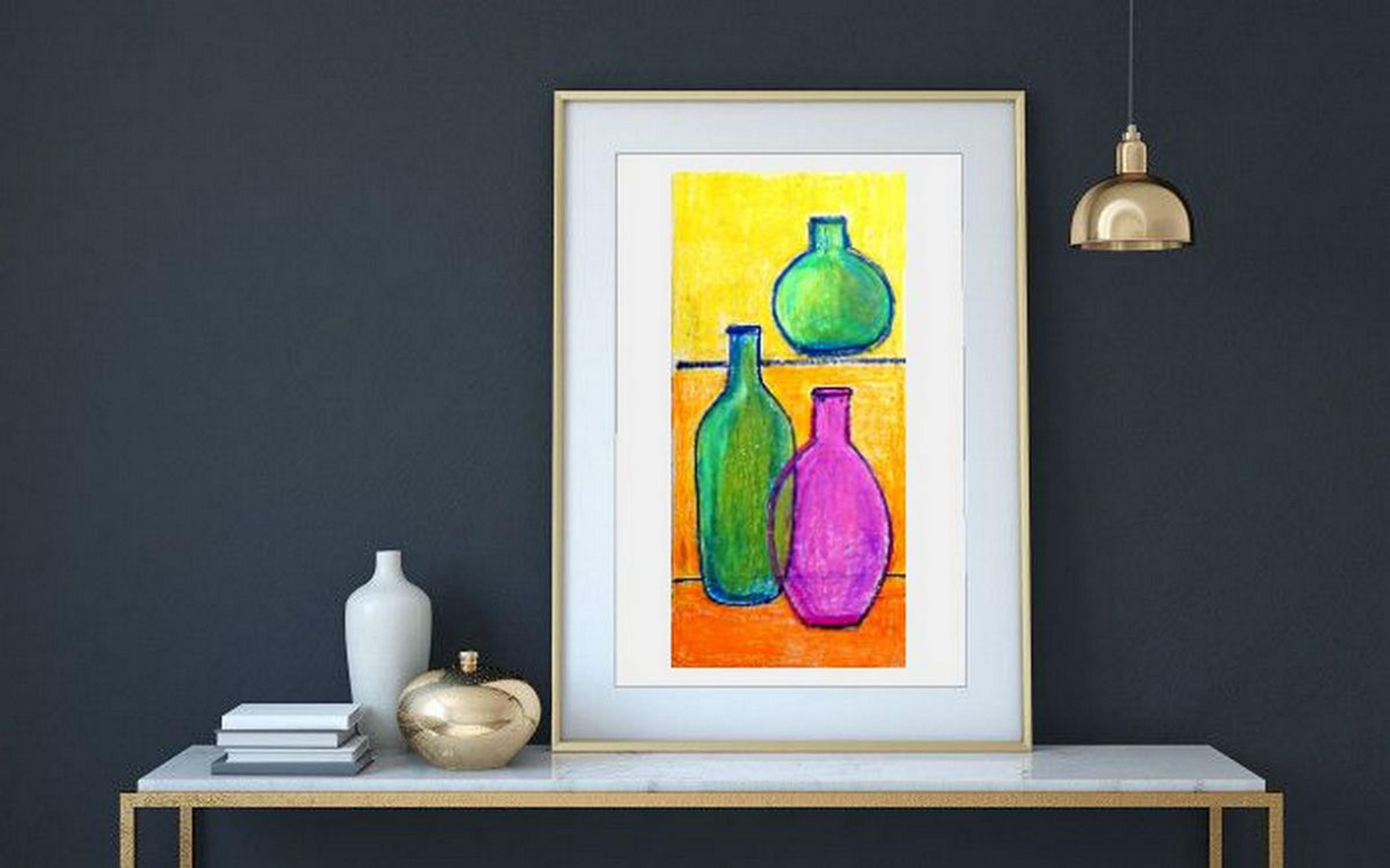 Get Wallpaper Bottles Still Life Oil Pastel Painting 11 5 X 5 Artfinder Desktop Wallpaper Free