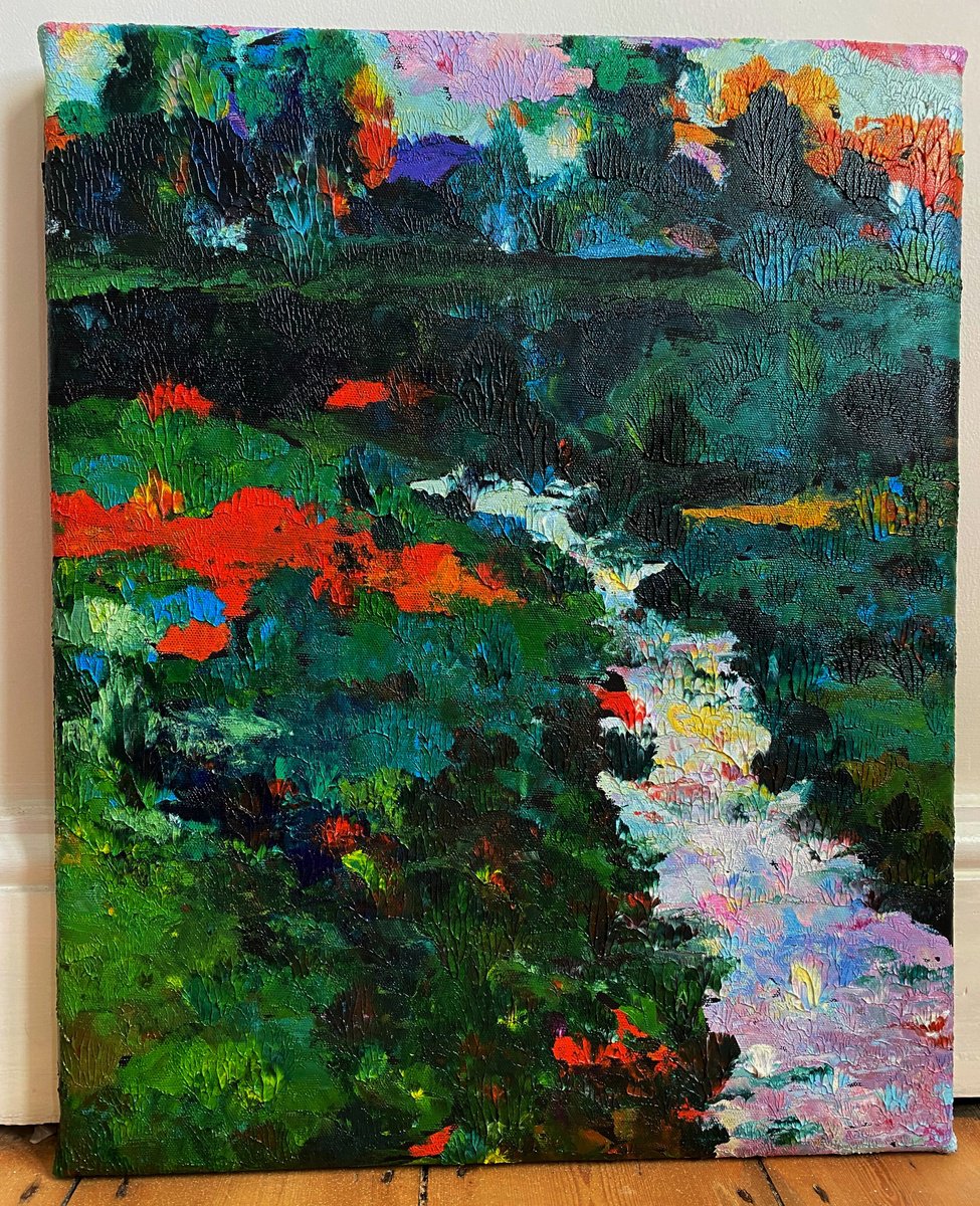 Expressive Landscape Painting By Alfia Koral, 16 X 20, Into The Wild - Abstract Scape, Original Artwork