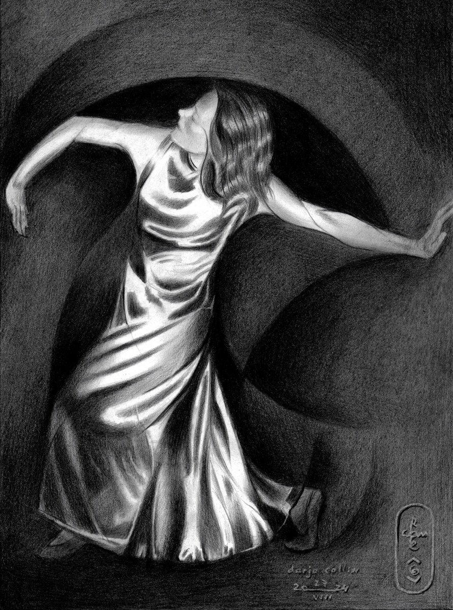 Geometric Portrait Pencil Drawing By Corne Akkers, 8 X 12, Darja Collin - 27-08-24, Original Artwork