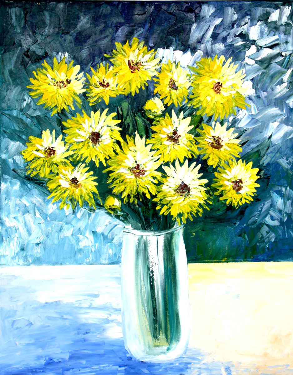 Yellow flowers in a vase by Olya Shevel