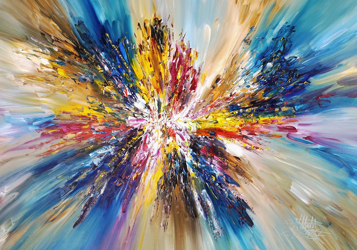 Abstract Acrylic Painting By Peter Nottrott, 61 X 41", Magical Energy Cloud D 5, Original Artwork