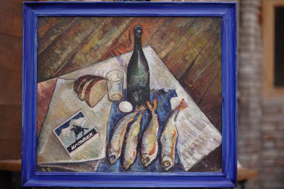 Soviet Artist Set Still Life with Anchovies