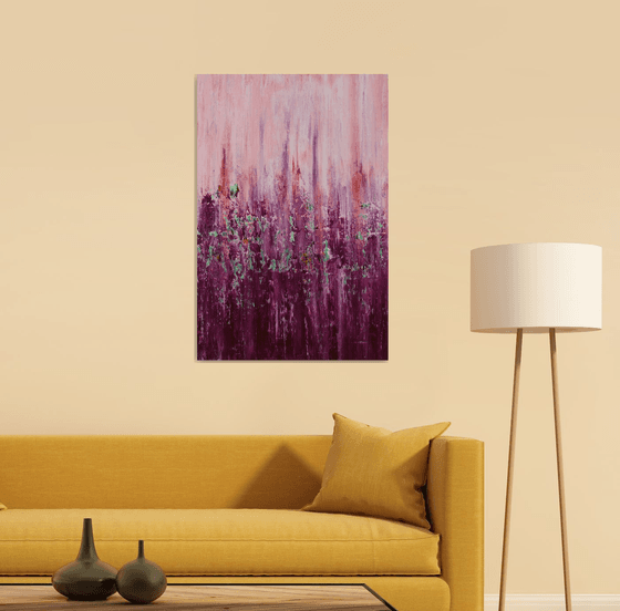 Red Violet - Textured Abstract Floral Painting