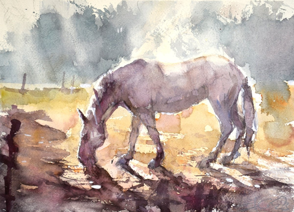 Horse steam 6 by Goran igoli? Watercolors