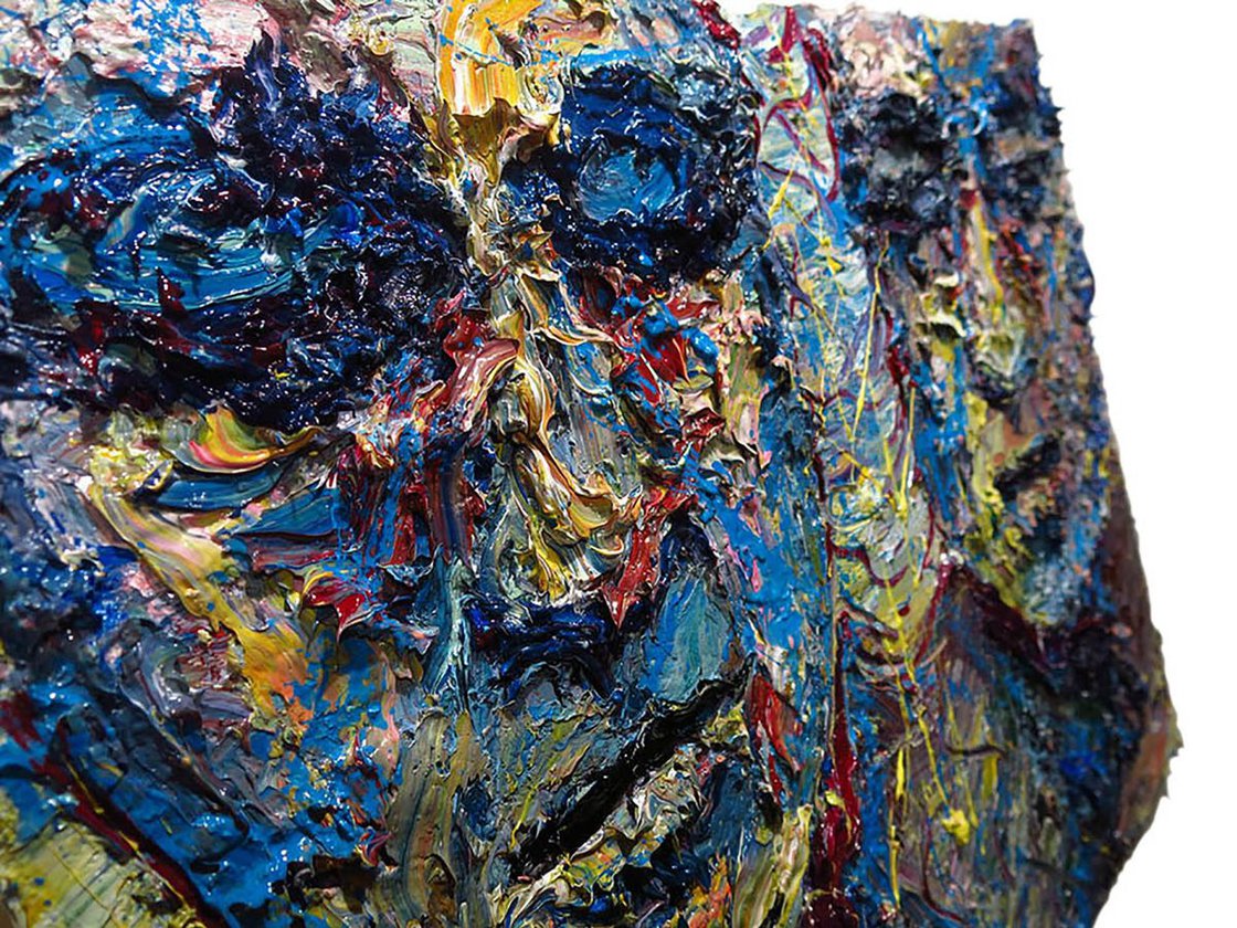 SOLD -- oil painting thick large-3d paint-impasto for sale gallery-abstract  Acrylic Print by David Padworny - Fine Art America