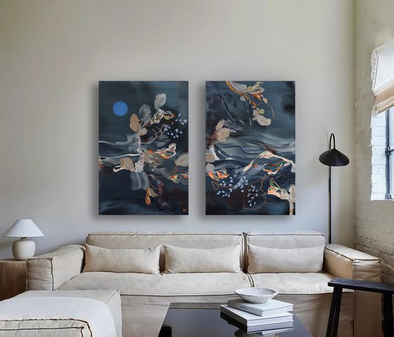 Dreaming in Cerulean Diptych