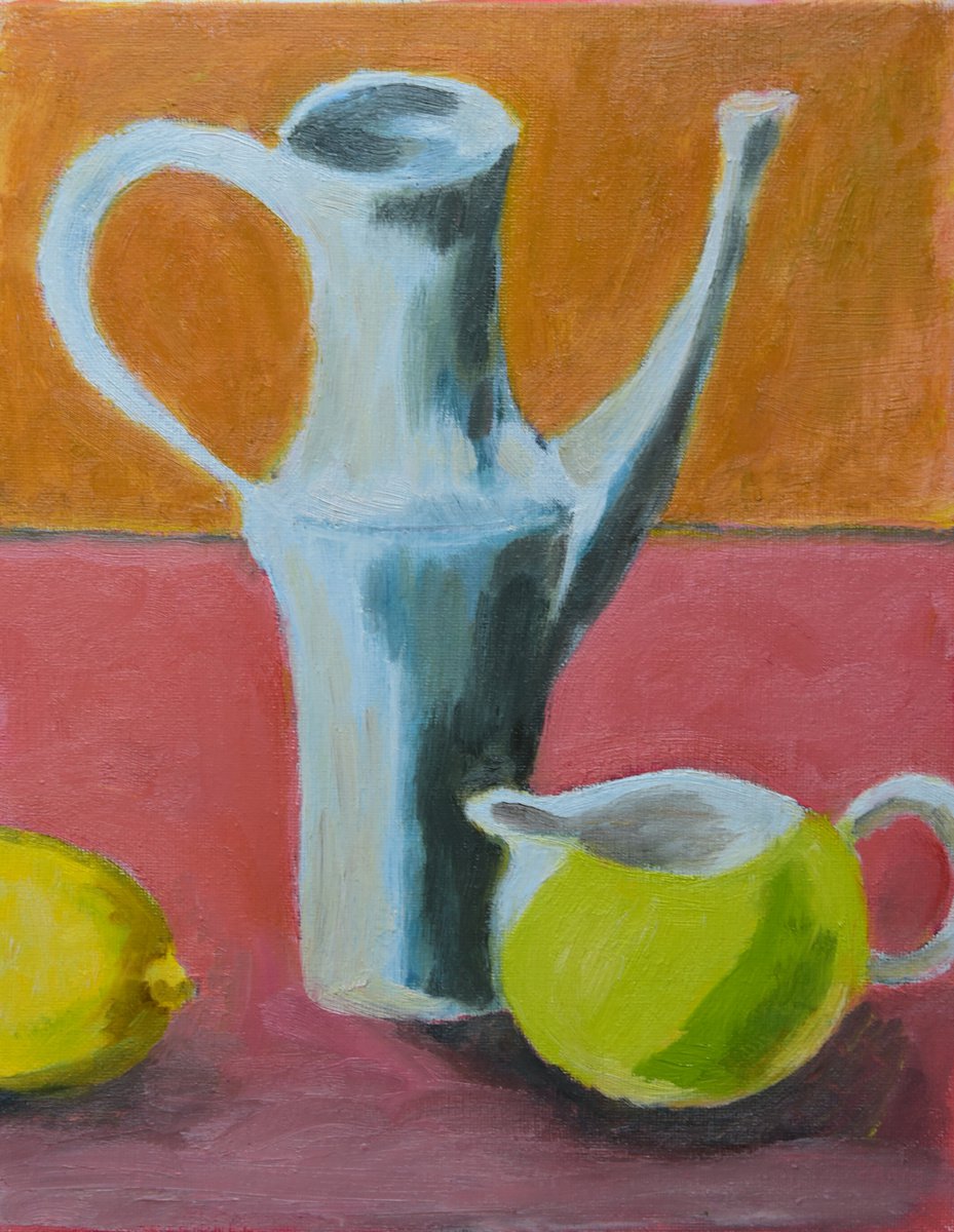 Expressive Oil Painting , Still Life With Coffee Pot By Elena Zapassky, 9 X 12, Artwork For Sale On Artfinder