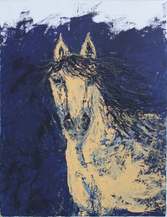 Horse Painting - 1 - Equine Series - horse acrylic painting on stretched canvas - impasto-palette knife painting