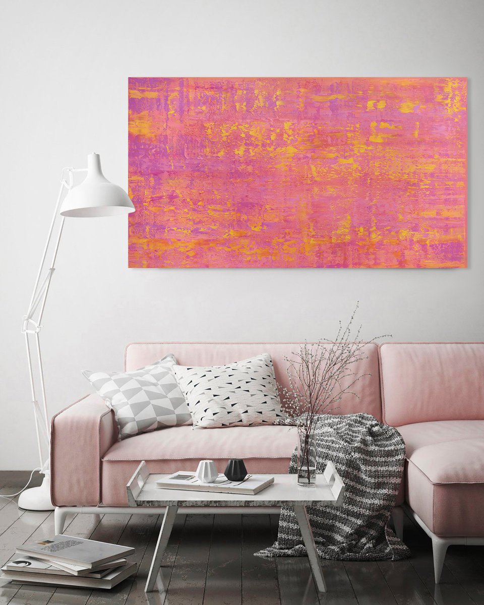 Abstract Oil Painting By Nataliia Sydorova, 63 X 35", Aurora, Original Artwork