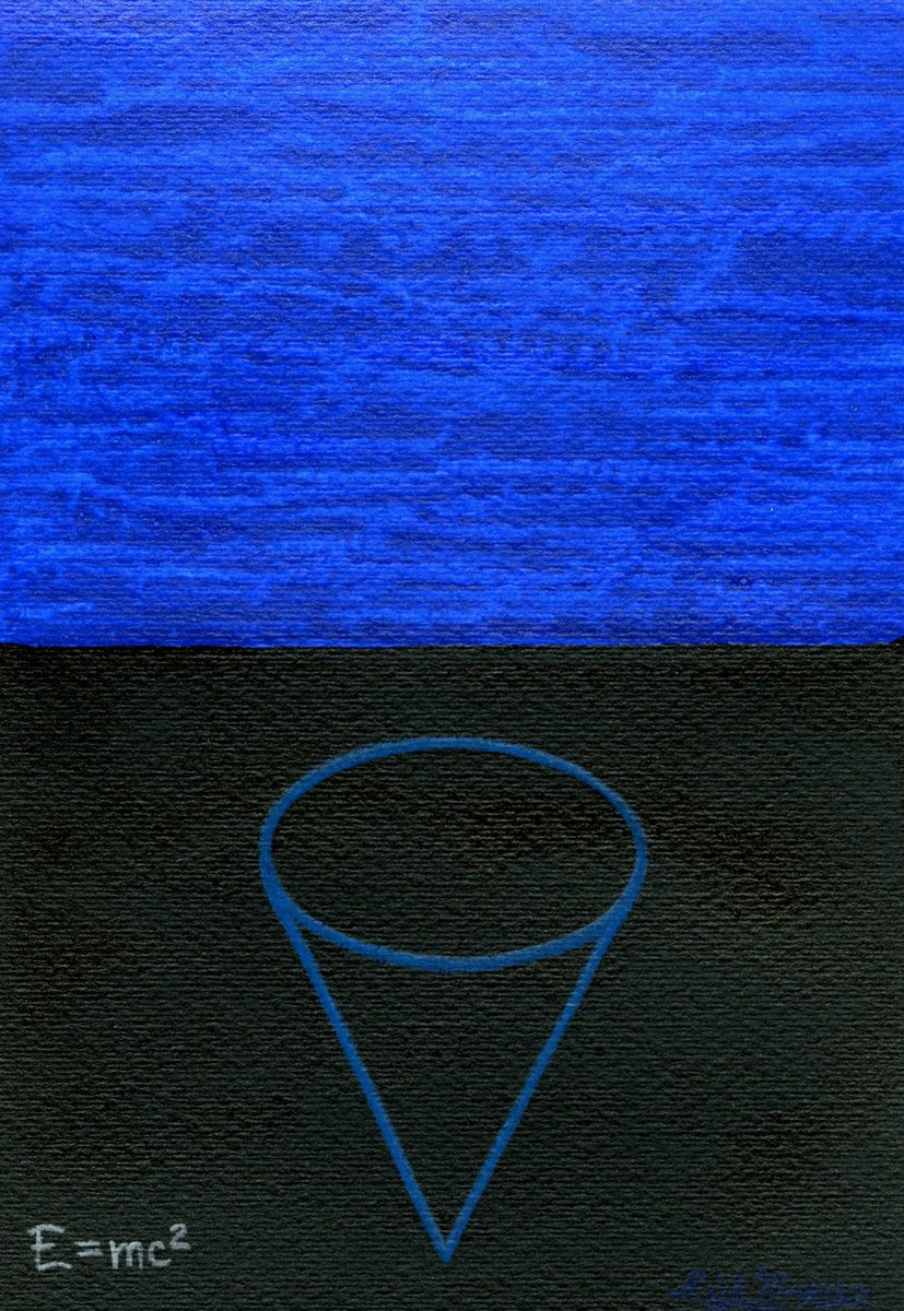 Geometric Abstract Acrylic Painting By Rich Moyers, 7 X 9", E = Mc2, Original Artwork