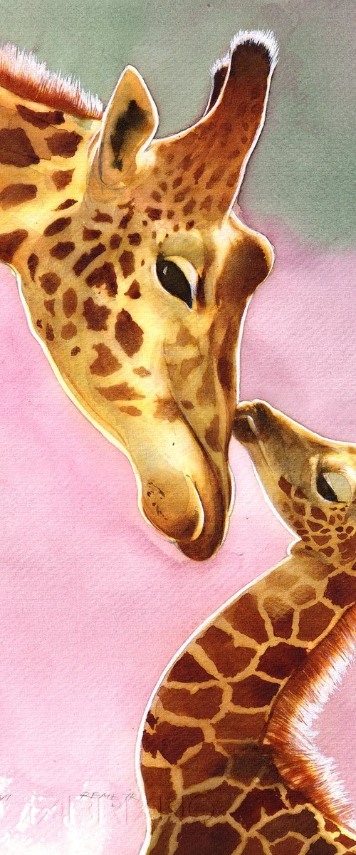 Mother and baby giraffes III by REME Jr.