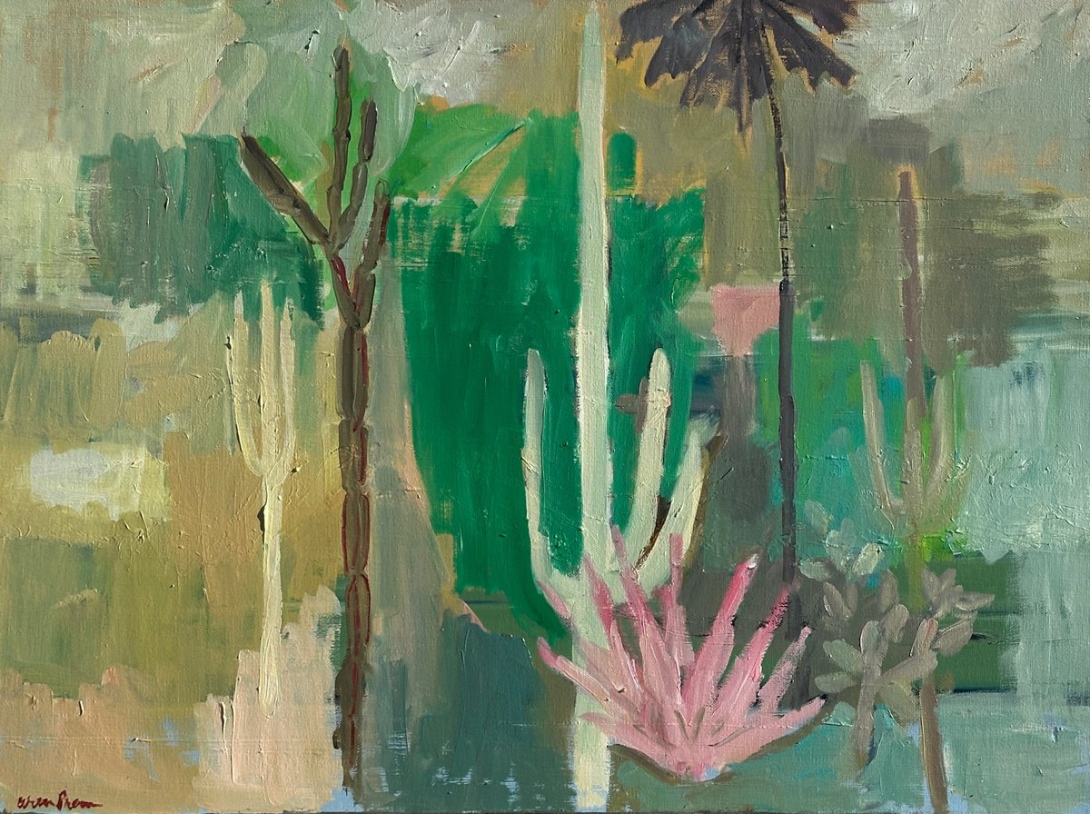 Impressionistic Abstract Oil Painting By Arun Prem, 24 X 18, Clouds Over Desert, Original Artwork