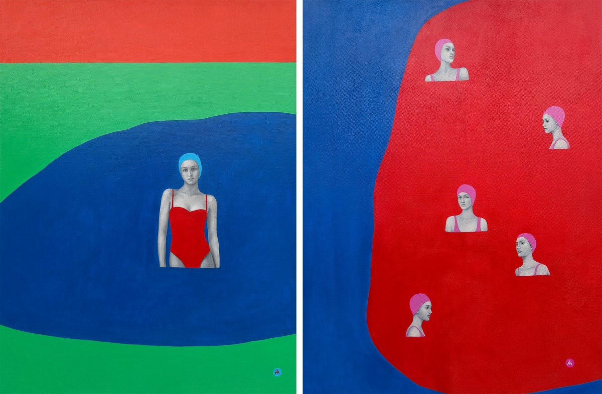 Urban And Pop Acrylic Painting , The Diptych By Margarita Ivanova, 33 X 53, Artwork For Sale On Artfinder