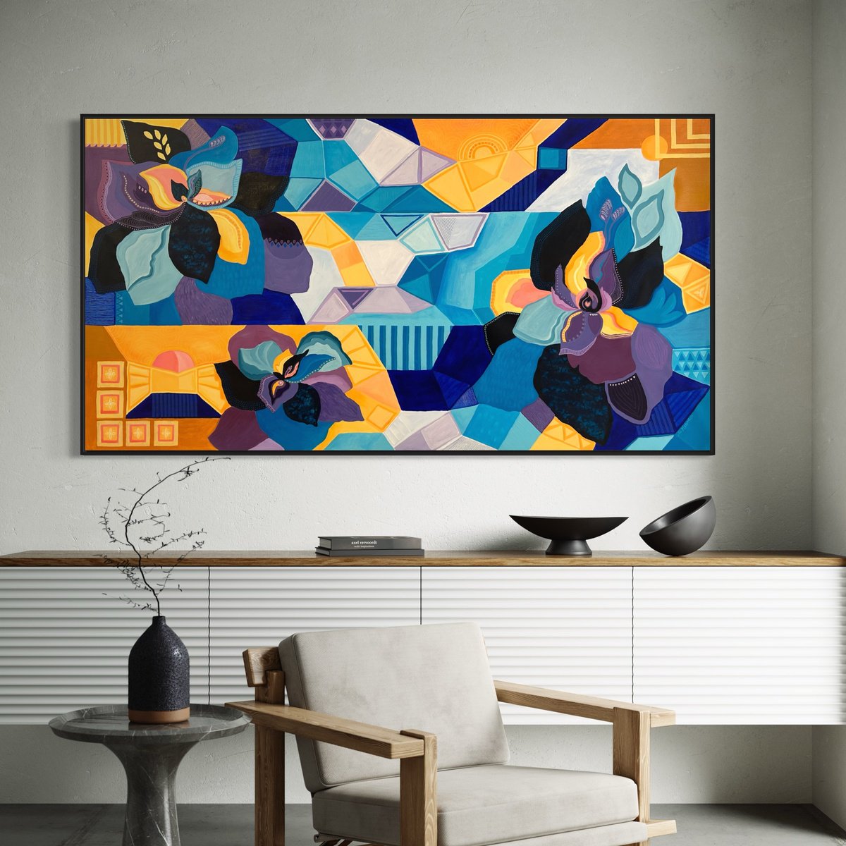 Abstract Painting By Samantha Malone, 78 X 42", Life Between The Cracks, Original Artwork