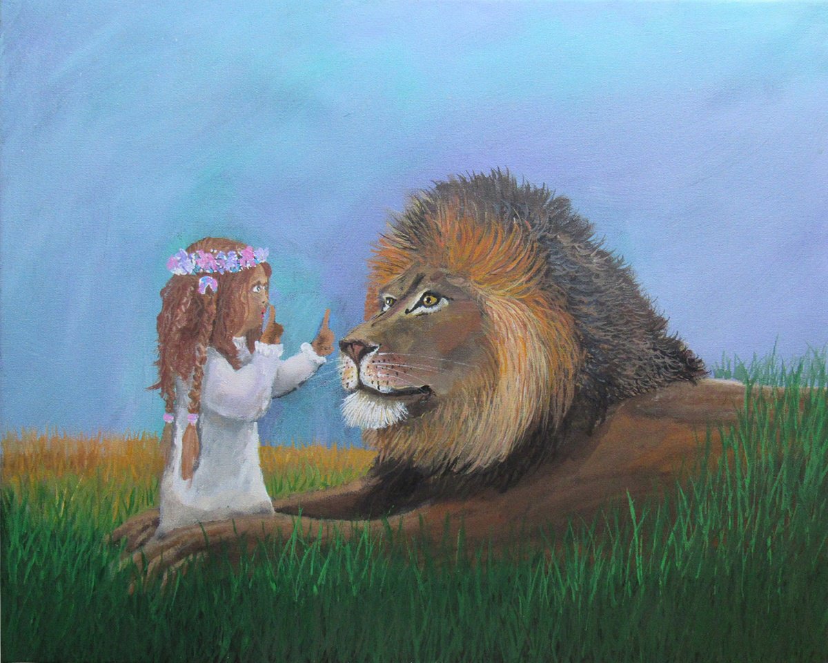 Illustrative Abstract Acrylic Painting By William F. Adams, 20 X 16", Shut The Mouths Of Lions, Original Artwork