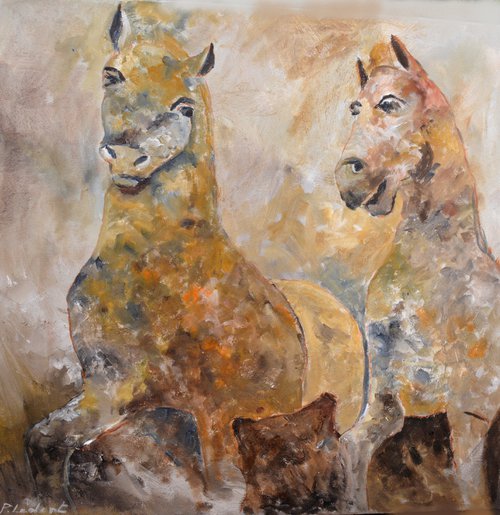 Two horses by Pol Henry Ledent