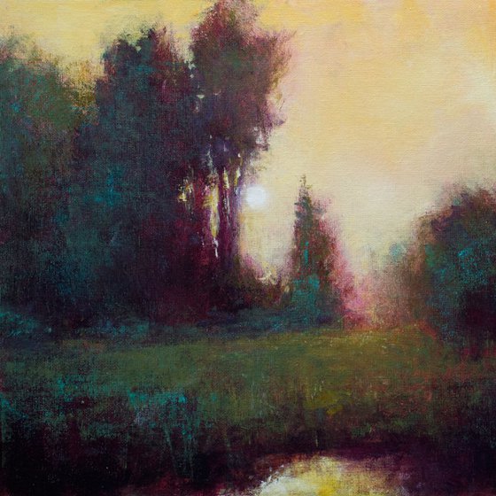 Pond Sunset impressionist tonal landscape