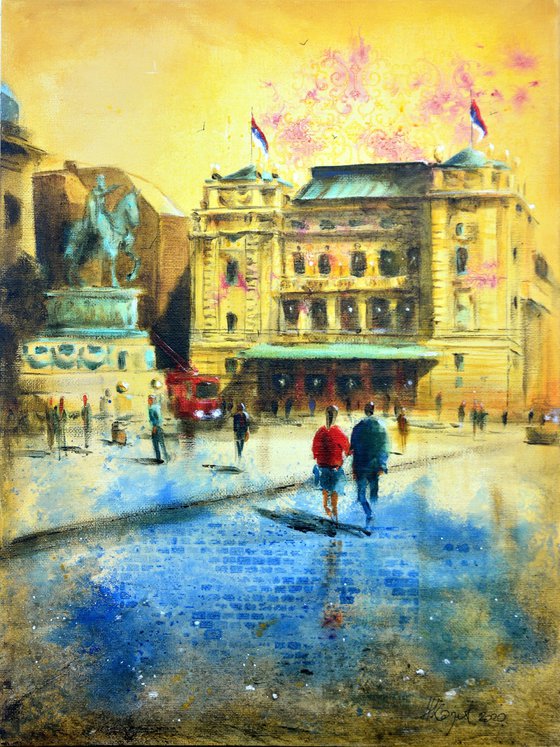 New Republic Square Belgrade 40x30cm 2020